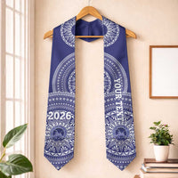 Custom Queen Salote College Tonga Graduation Stole Class Of Year Tongan Ngatu Pattern LT14 One Size Blue - Polynesian Pride
