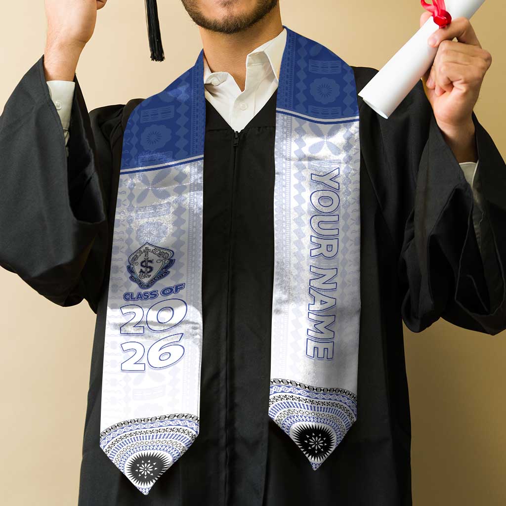 Custom St Joseph's Secodary School Graduation Stole With Fijian Tapa Pattern LT05 - Polynesian Pride