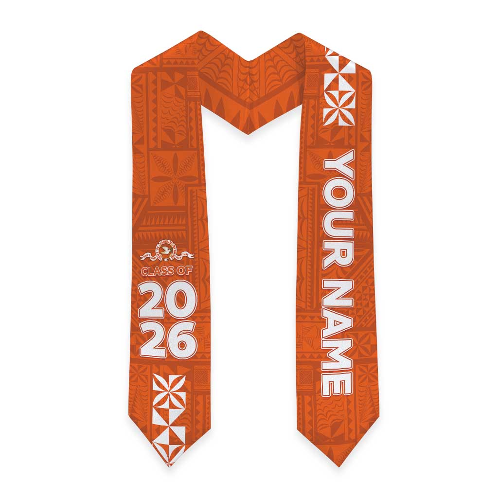 Custom Tailulu College Graduation Stole Tongan Ngatu Pattern