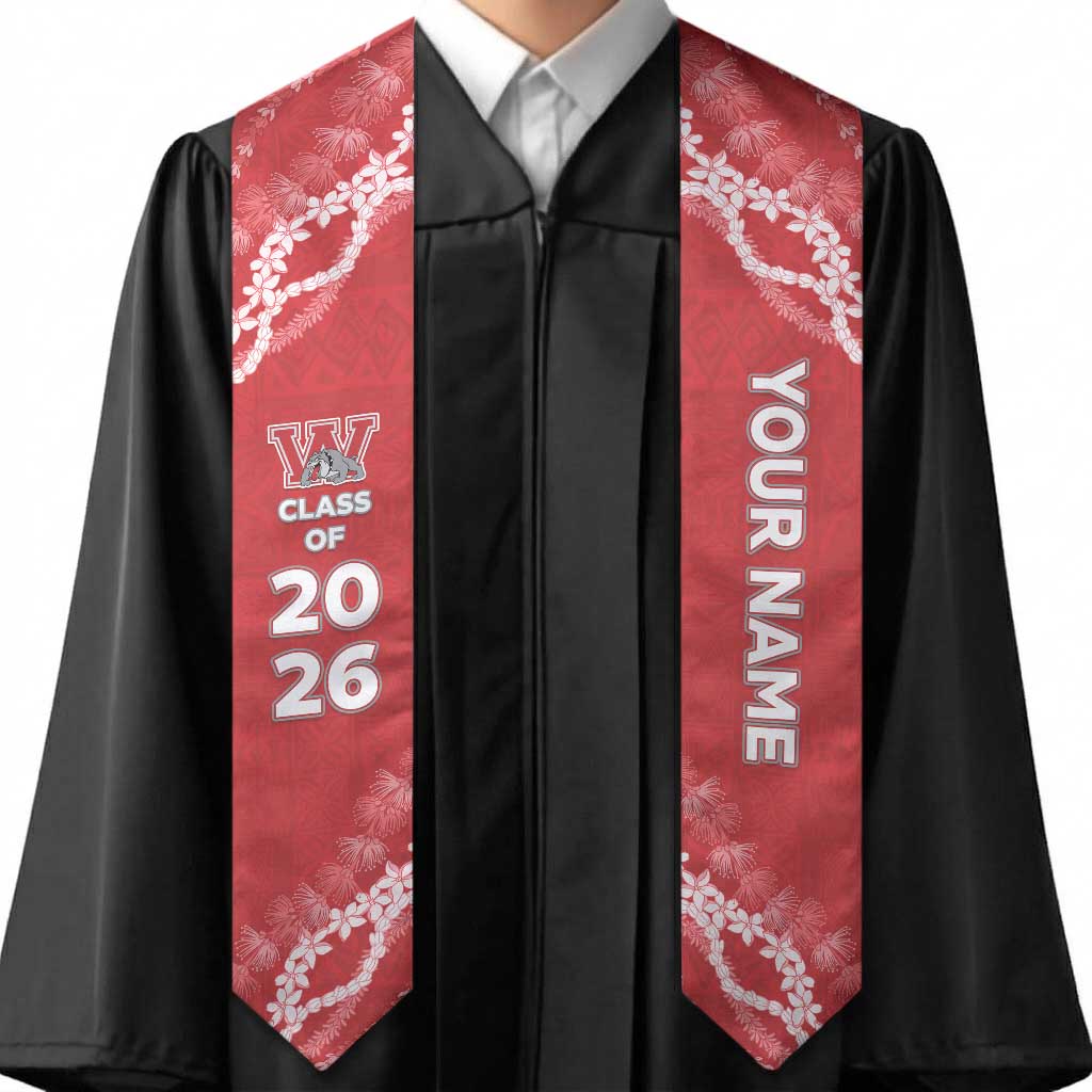 Custom Waialua High And Intermediate School Graduation Stole Tapa Pattern With Leis LT05 - Polynesian Pride
