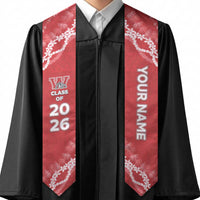 Custom Waialua High And Intermediate School Graduation Stole Tapa Pattern With Leis LT05 - Polynesian Pride