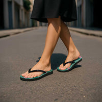 Cyan Hawaii Hibiscus Tropical Flowers Motifs Flip Flops - Polynesian Pride