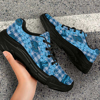 Cyan Palaka Hawaii Cowboy Chunky Sneakers Puakenikeni Lei Paniolo Papale Seamless Vibes - Polynesian Pride