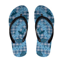 Cyan Palaka Hawaii Cowboy Flip Flops Puakenikeni Lei Paniolo Papale Seamless Vibes - Polynesian Pride