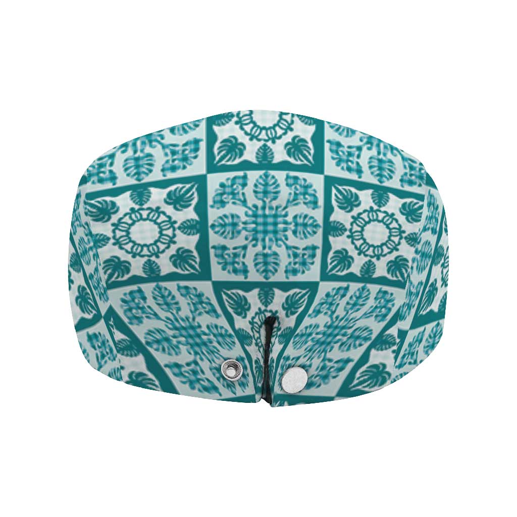 Cyan Palaka Quilt Hawaii Jeff Hat Hawaiian Tropical Monstera Sea Turtle