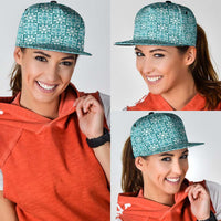 Cyan Palaka Quilt Hawaii Snapback Cap Hawaiian Tropical Monstera Sea Turtle LT14 - Polynesian Pride