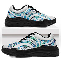 Cyan White New Zealand Puhoro Ta Moko Chunky Sneakers LT14 White - Polynesian Pride
