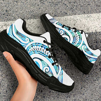 Cyan White New Zealand Puhoro Ta Moko Chunky Sneakers LT14 - Polynesian Pride
