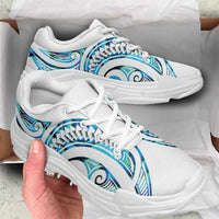 Cyan White New Zealand Puhoro Ta Moko Chunky Sneakers LT14 - Polynesian Pride