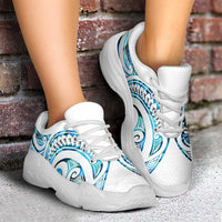 Cyan White New Zealand Puhoro Ta Moko Chunky Sneakers LT14 - Polynesian Pride