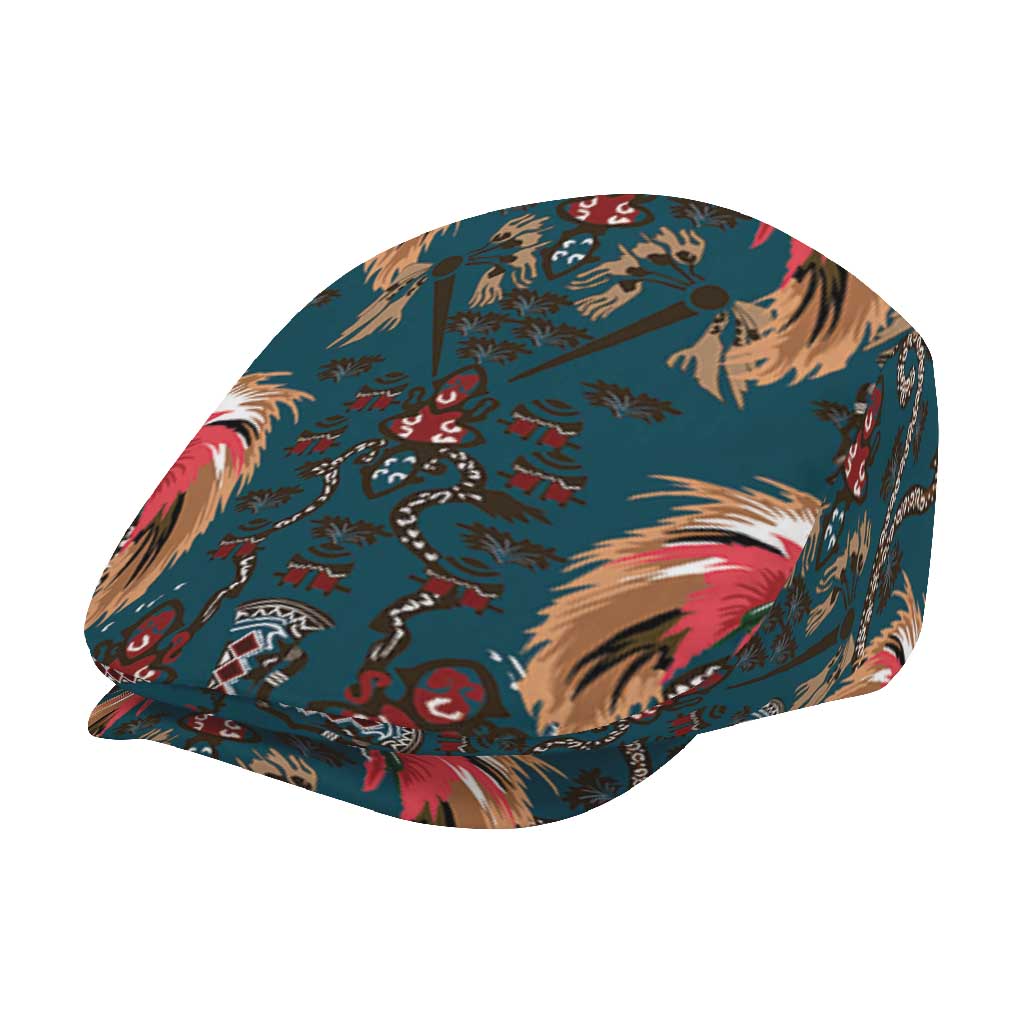 Dark Cyan Blue Bird of Batik Papua Jeff Hat Exotic Natural Wealth of Papua - Polynesian Pride