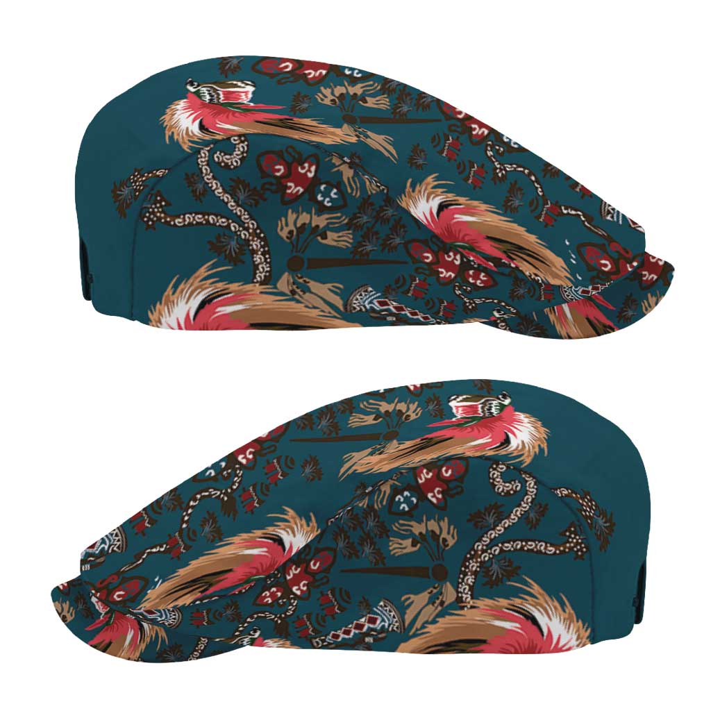 Dark Cyan Blue Bird of Batik Papua Jeff Hat Exotic Natural Wealth of Papua - Polynesian Pride