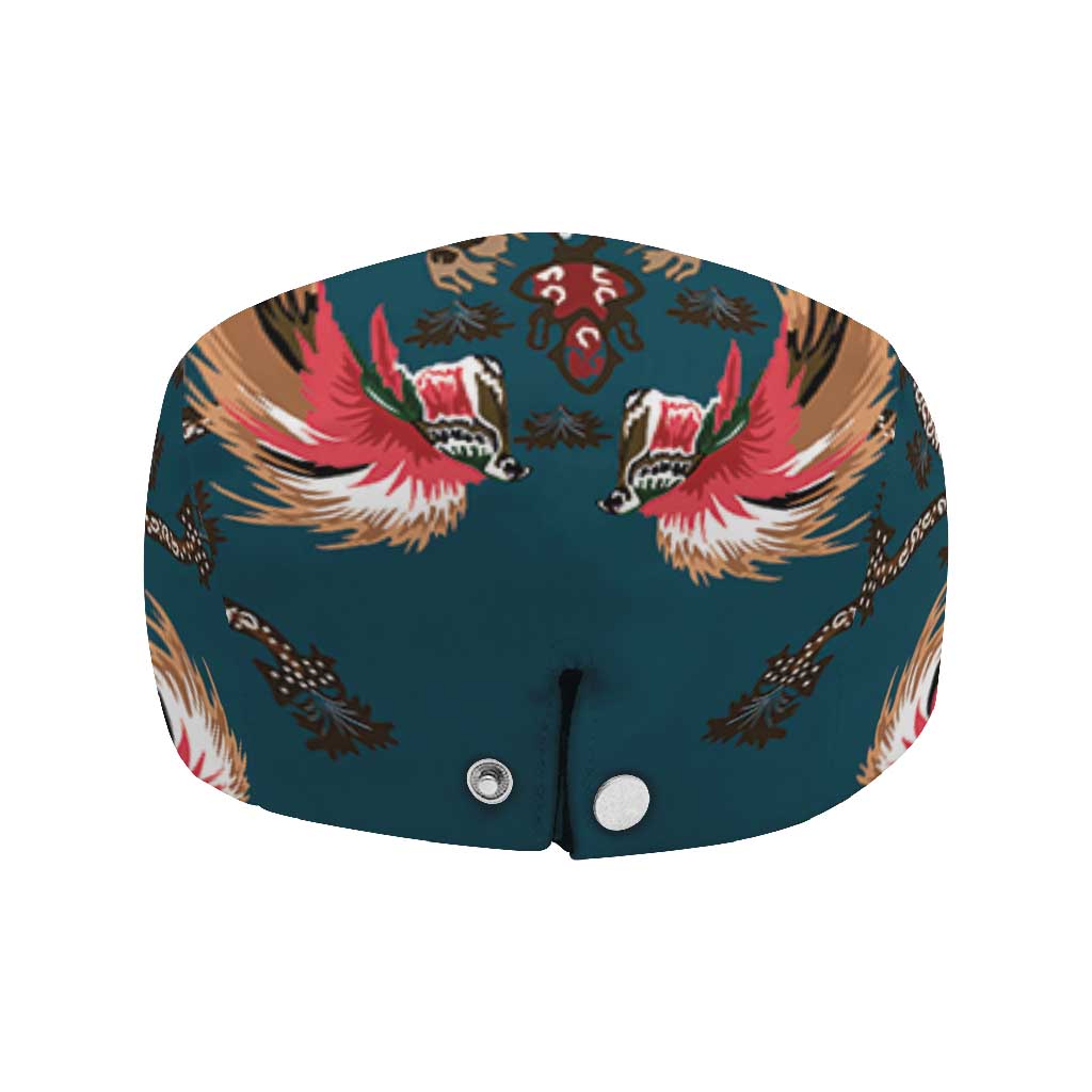 Dark Cyan Blue Bird of Batik Papua Jeff Hat Exotic Natural Wealth of Papua - Polynesian Pride