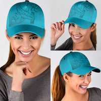 Dark Cyan Gradient Polynesia Classic Cap Hawaiian Tribal Hammerhead Shark Tattoo LT14