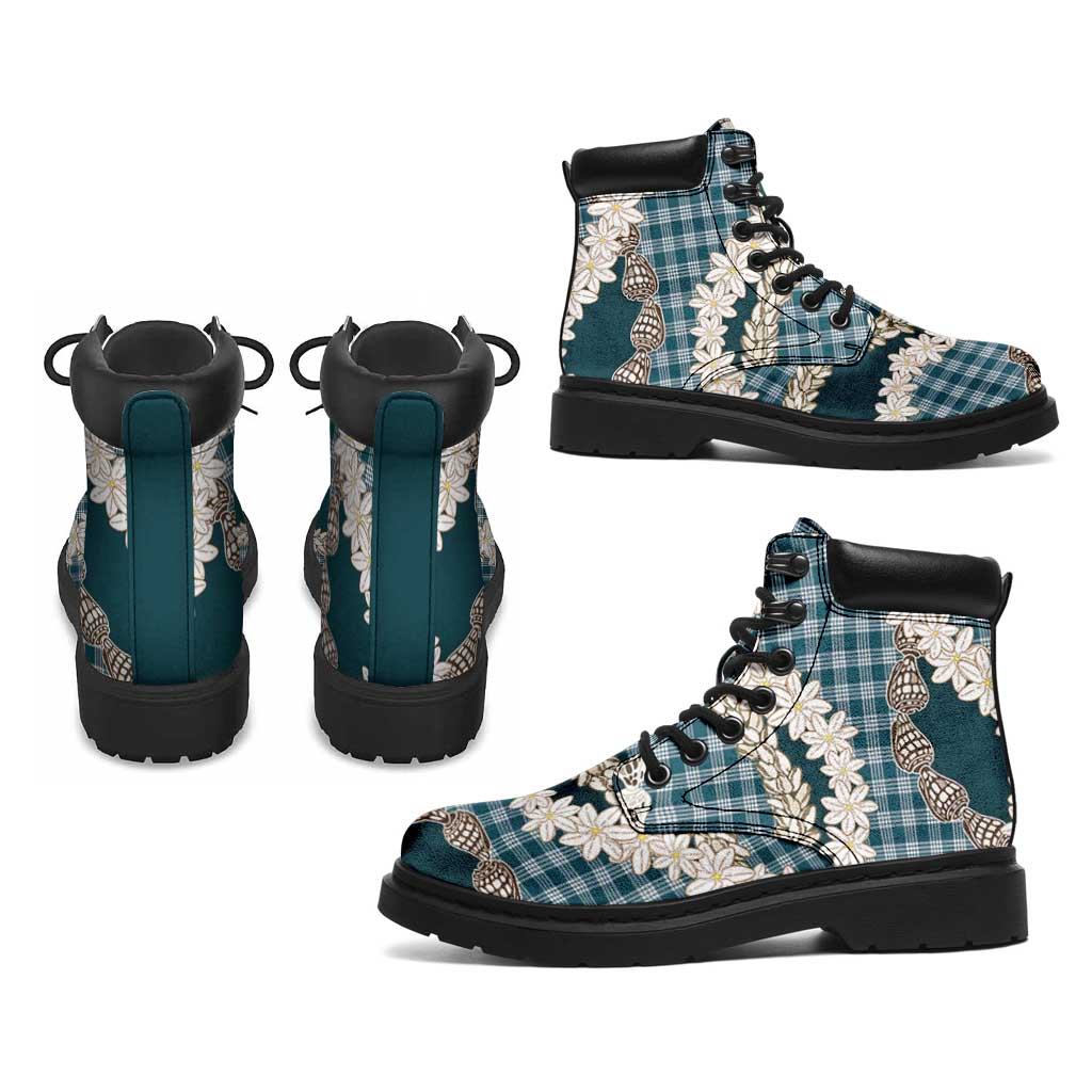 Dark Cyan Hawaii Tiare and Shell Lei All Season Boots Hawaiian Palaka Luxury Vibes LT14 - Polynesian Pride