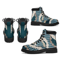 Dark Cyan Hawaii Tiare and Shell Lei All Season Boots Hawaiian Palaka Luxury Vibes LT14 - Polynesian Pride