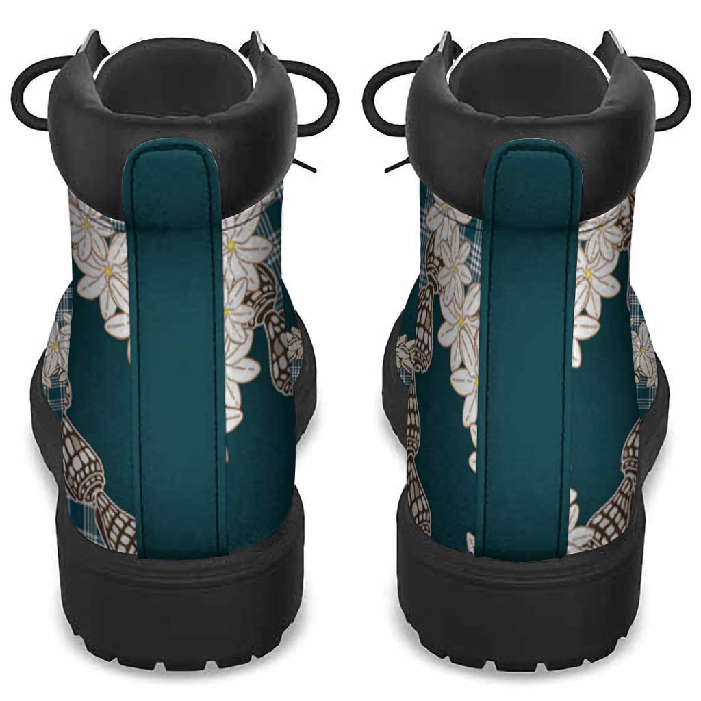 Dark Cyan Hawaii Tiare and Shell Lei All Season Boots Hawaiian Palaka Luxury Vibes LT14 - Polynesian Pride
