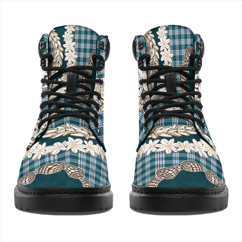 Dark Cyan Hawaii Tiare and Shell Lei All Season Boots Hawaiian Palaka Luxury Vibes LT14 - Polynesian Pride