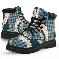 Dark Cyan Hawaii Tiare and Shell Lei All Season Boots Hawaiian Palaka Luxury Vibes LT14 - Polynesian Pride