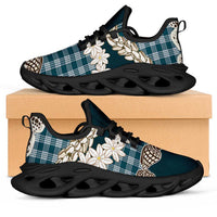 Dark Cyan Hawaii Tiare and Shell Lei Clunky Sneakers Hawaiian Palaka Luxury Vibes LT14 Dark Cyan - Polynesian Pride