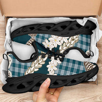 Dark Cyan Hawaii Tiare and Shell Lei Clunky Sneakers Hawaiian Palaka Luxury Vibes LT14 - Polynesian Pride
