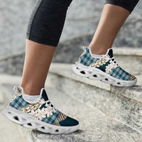 Dark Cyan Hawaii Tiare and Shell Lei Clunky Sneakers Hawaiian Palaka Luxury Vibes LT14 - Polynesian Pride