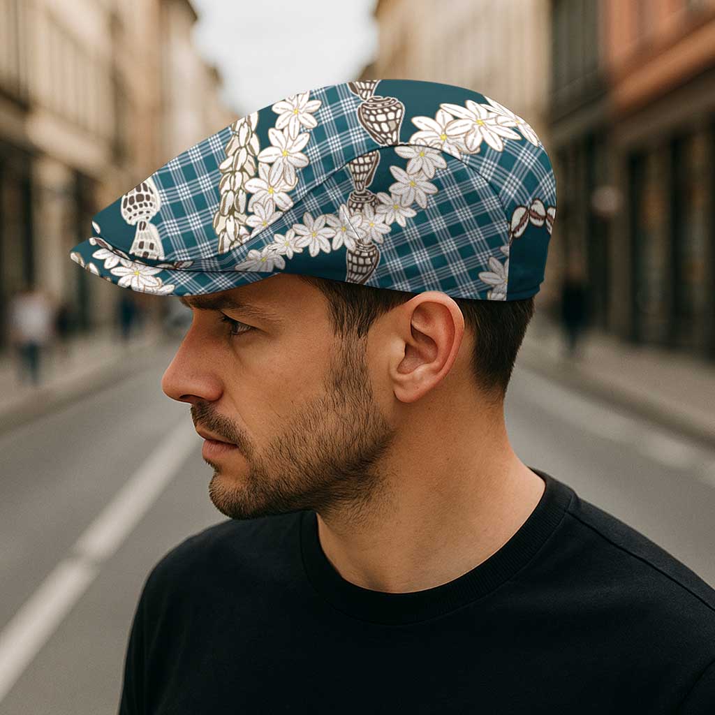 Dark Cyan Hawaii Tiare and Shell Lei Jeff Hat Hawaiian Palaka Luxury Vibes LT14 - Polynesian Pride