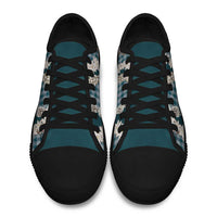 Dark Cyan Hawaii Tiare and Shell Lei Low Top Shoes Hawaiian Palaka Luxury Vibes LT14 - Polynesian Pride