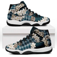 Dark Cyan Hawaii Tiare and Shell Lei Sneakers J11 Hawaiian Palaka Luxury Vibes LT14 Dark Cyan - Polynesian Pride