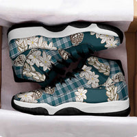 Dark Cyan Hawaii Tiare and Shell Lei Sneakers J11 Hawaiian Palaka Luxury Vibes LT14 - Polynesian Pride