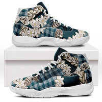 Dark Cyan Hawaii Tiare and Shell Lei Sneakers J11 Hawaiian Palaka Luxury Vibes LT14 Dark Cyan - Polynesian Pride