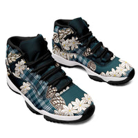 Dark Cyan Hawaii Tiare and Shell Lei Sneakers J11 Hawaiian Palaka Luxury Vibes LT14 - Polynesian Pride