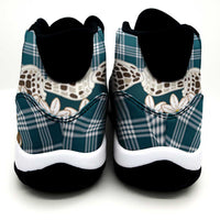 Dark Cyan Hawaii Tiare and Shell Lei Sneakers J11 Hawaiian Palaka Luxury Vibes LT14 - Polynesian Pride