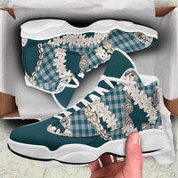 Dark Cyan Hawaii Tiare and Shell Lei Sneakers J13 Hawaiian Palaka Luxury Vibes LT14 Dark Cyan - Polynesian Pride