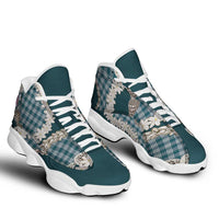 Dark Cyan Hawaii Tiare and Shell Lei Sneakers J13 Hawaiian Palaka Luxury Vibes LT14 - Polynesian Pride
