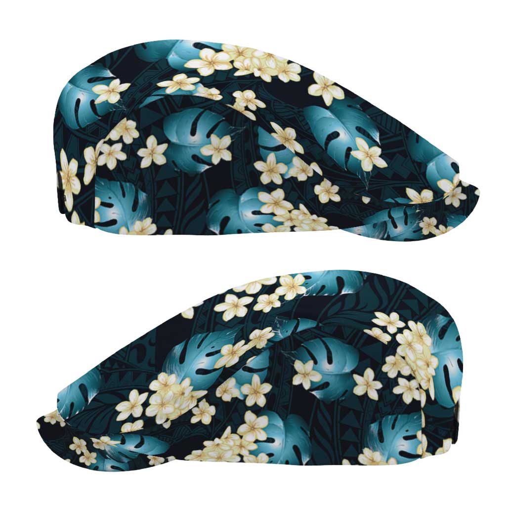 Dark Cyan Tropical Hawaii Jeff Hat Seamless Monstera Plumeria Hawaiian Pattern - Polynesian Pride