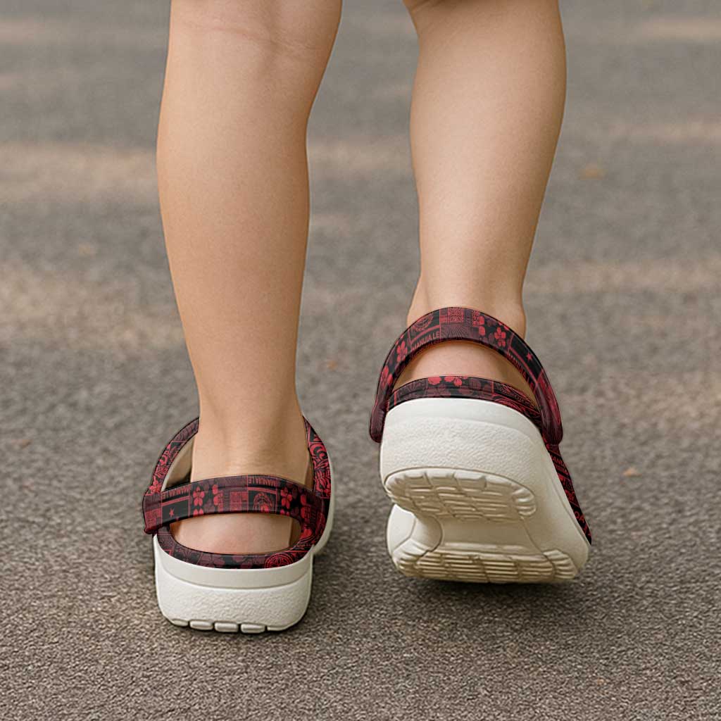 Dark Samoa Manuia Le Kerisimasi Clogs Shoes Pacific Patchwork Xmas Vibes - Polynesian Pride