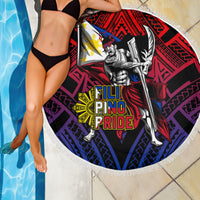 Filipinos Lapu-lapu Hero Beach Blanket Philippines Flag and Sun DT02 - Polynesian Pride