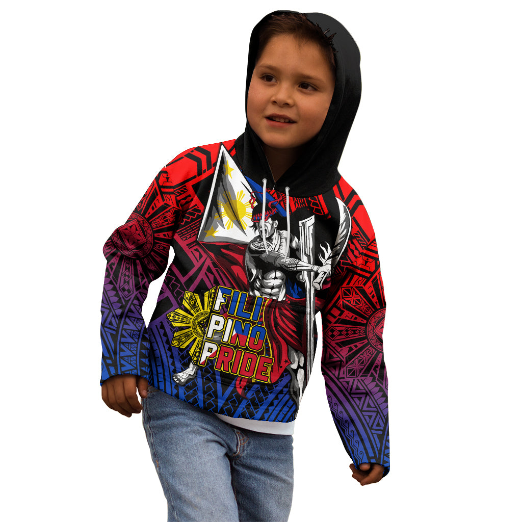 Filipinos Lapu-lapu Hero Kid Hoodie Philippines Flag and Sun DT02 - Polynesian Pride