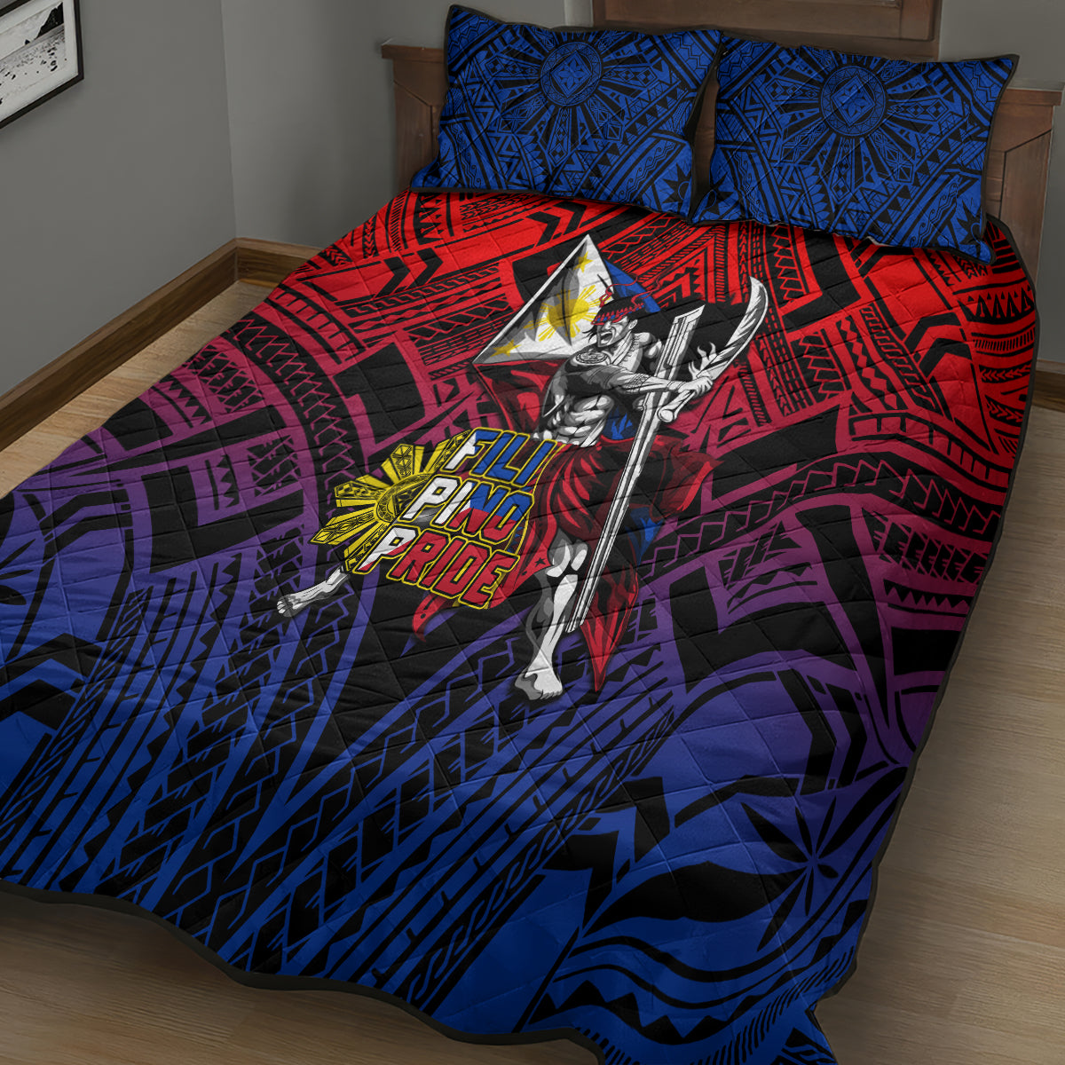 Filipinos Lapu-lapu Hero Quilt Bed Set Philippines Flag and Sun DT02 - Polynesian Pride