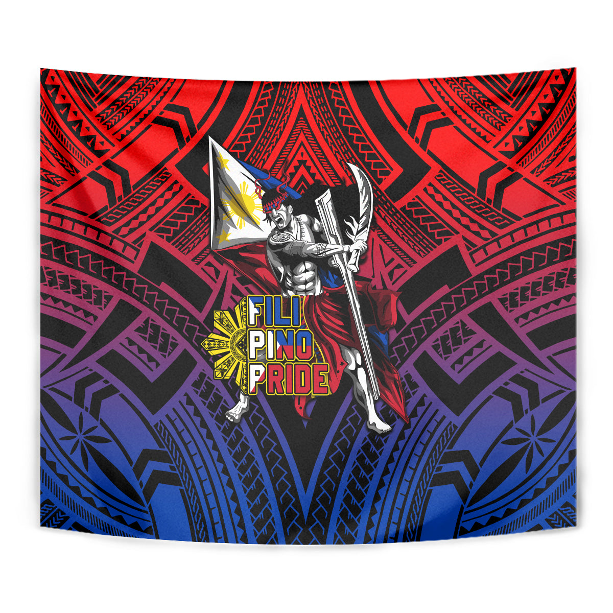 Filipinos Lapu-lapu Hero Tapestry Philippines Flag and Sun DT02 - Polynesian Pride