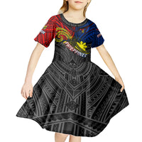 Philippines Half Sleeve Tattoo Kid Short Sleeve Dress Pinoy Filipinos Sun DT02 - Polynesian Pride