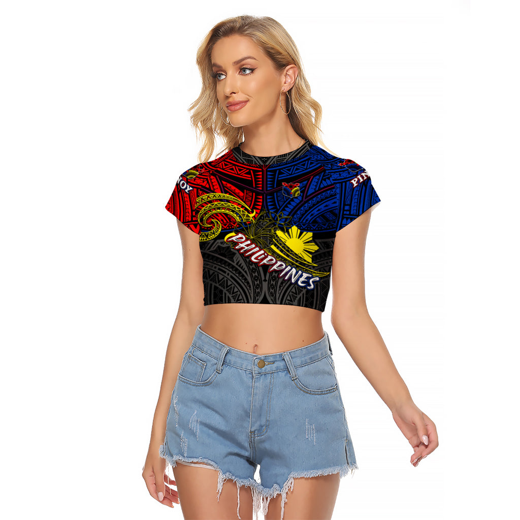 Philippines Half Sleeve Tattoo Raglan Cropped T Shirt Pinoy Filipinos Sun DT02 Female Art - Polynesian Pride