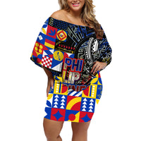 Pinoy Philippines Family Matching Off Shoulder Short Dress and Hawaiian Shirt Filipino Tattoo Art Style DT02 Mom's Dress Art - Polynesian Pride