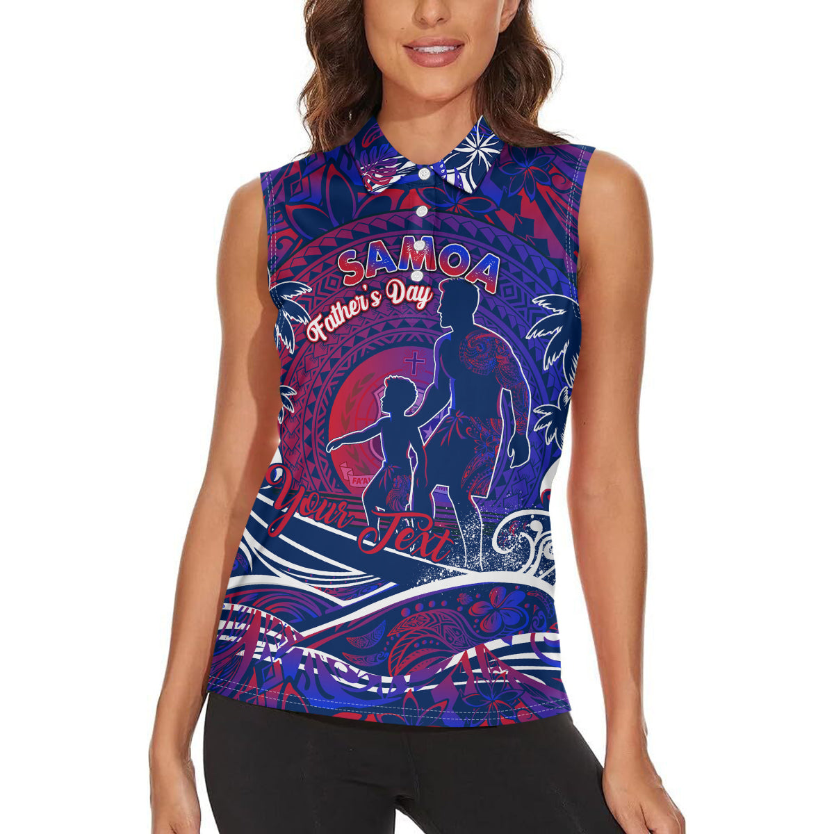 Father's Day Samoa Women Sleeveless Polo Shirt Special Dad Polynesia Paradise