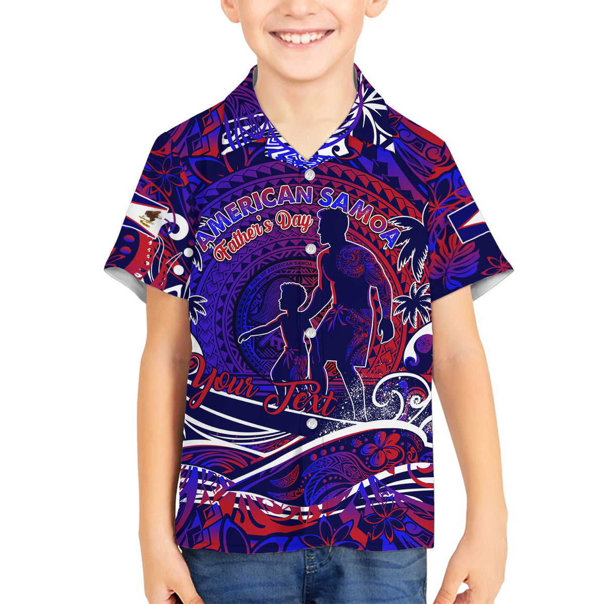 Father's Day American Samoa Family Matching Long Sleeve Bodycon Dress and Hawaiian Shirt Special Dad Polynesia Paradise