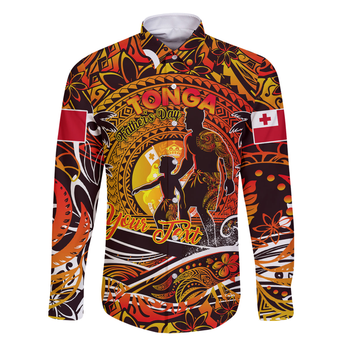 Father's Day Tonga Family Matching Long Sleeve Bodycon Dress and Hawaiian Shirt Special Dad Polynesia Paradise