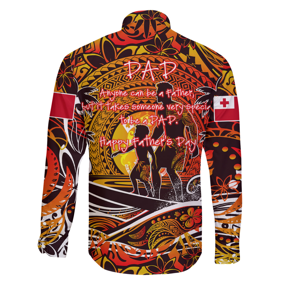 Father's Day Tonga Family Matching Off The Shoulder Long Sleeve Dress and Hawaiian Shirt Special Dad Polynesia Paradise