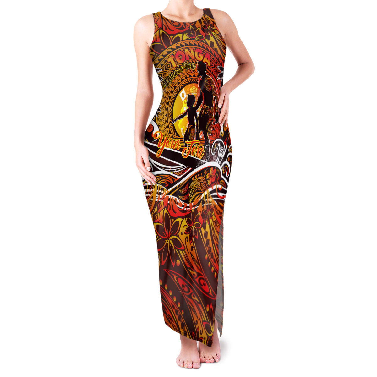 Father's Day Tonga Family Matching Tank Maxi Dress and Hawaiian Shirt Special Dad Polynesia Paradise