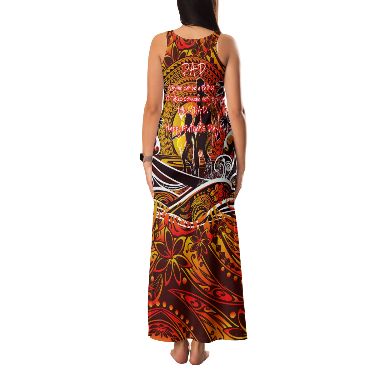 Father's Day Tonga Family Matching Tank Maxi Dress and Hawaiian Shirt Special Dad Polynesia Paradise